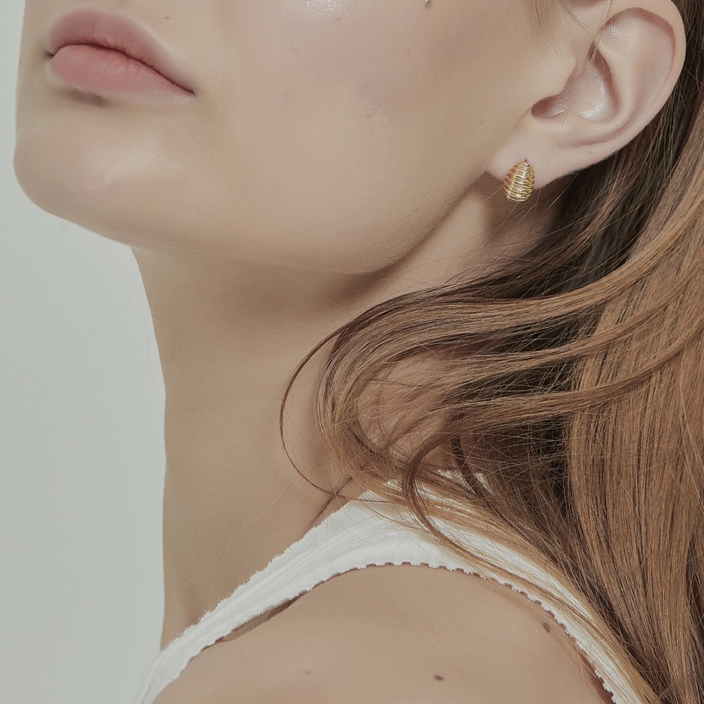 Gold Plated Brass Mini Croissant Hoop Earrings - Picture 5 of 10
